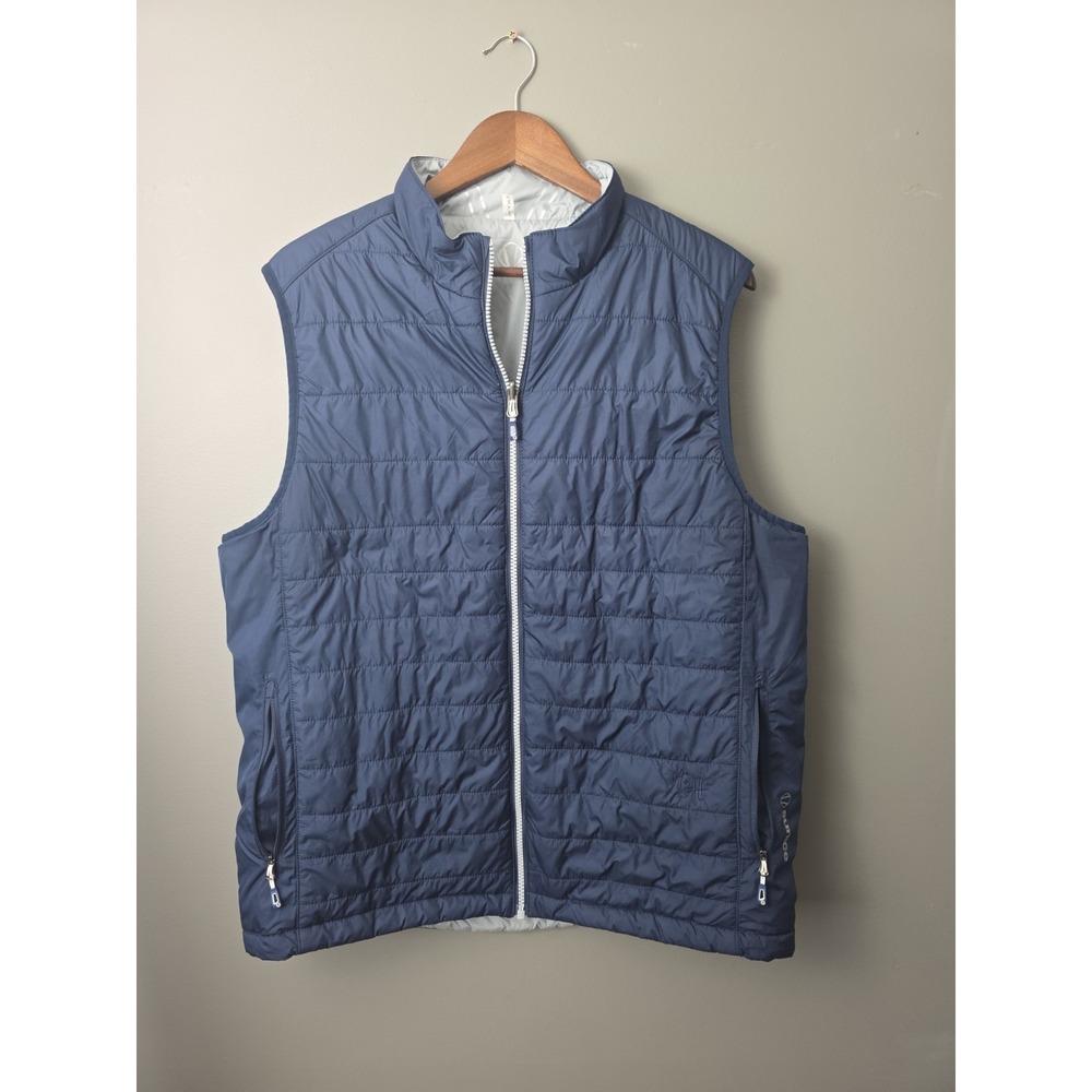 Sunice Vest Mens Large Blue Gray Reversible Full Zip Insulation Thermal Golf 44"